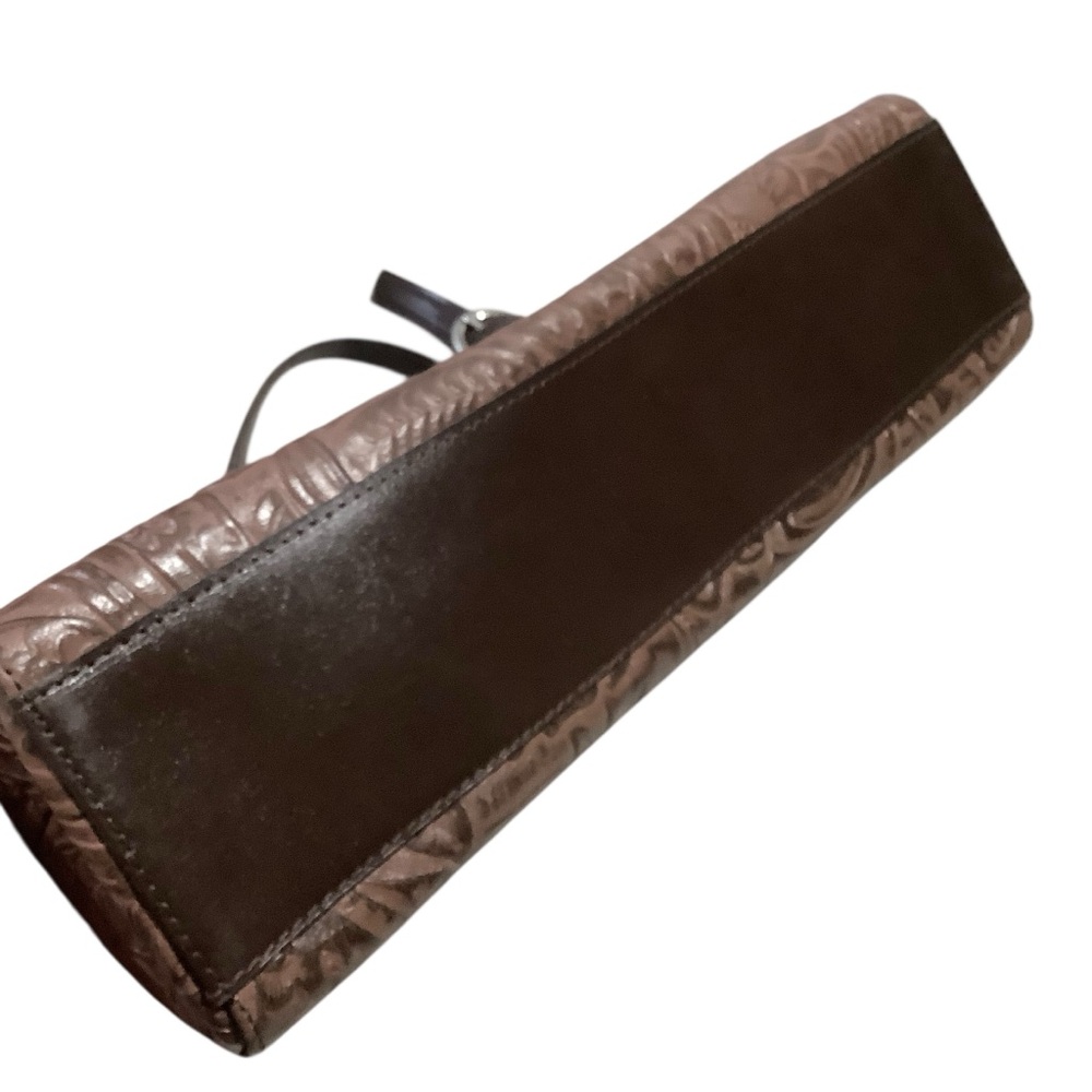Valerie Stevens Vtg Genuine Leather Tooling Around Brown Embossed Handbag Rare - Picture 9 of 12